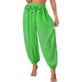 thumbnail image 1 of Lejafay Women's Belly Dance Pants Side Split Bloomers Lantern Pants Green One Size, 1 of 7