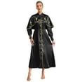 thumbnail image 1 of Lejafay Women's Clergy Robe Long Sleeve Button Down Loose Maxi Gown Black XL, 1 of 7