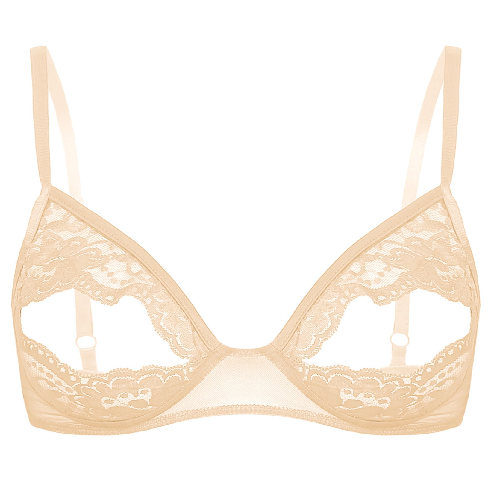 Lejafay Women's Embroidery Floral Lace Wirefree Unlined Bra Nipples