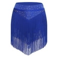 thumbnail image 1 of Lejafay Women's Fringe Mini Skirt Latin Tango Rumba Salsa Cha-Cha Jazz Dancewear Blue L, 1 of 7
