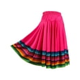 thumbnail image 1 of Lejafay Womens Folklorico Dance Skirt Spanish Flamenco Colorful Big Swing Long Skirts Hot Pink 55cm L, 1 of 2