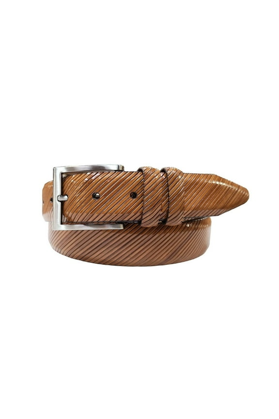 Dress Belt Mens Beveled Edge Calfskin Leather 32 Walnut L-14330
