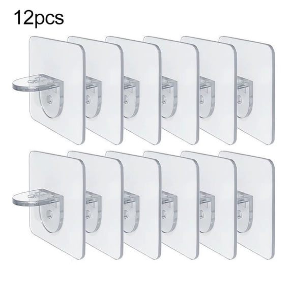 Leke 12PCS Punch Free Shelf Support Peg-Self Adhesive Shelves Clips for Kitchen Cabinet Book Shelves-Strong Partition Holders Pin for Closet Brackets Clapboard Layer-Load Bearing 10 Pounds