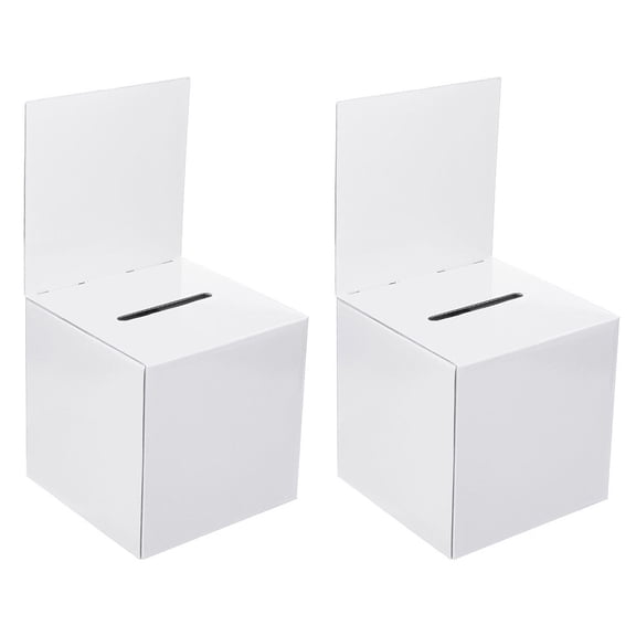 Leke 2Pcs Ballot Box Donation Box with Removable Header Board Suggestion Box White