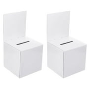 Leke 2Pcs Ballot Box Donation Box with Removable Header Board Suggestion Box White