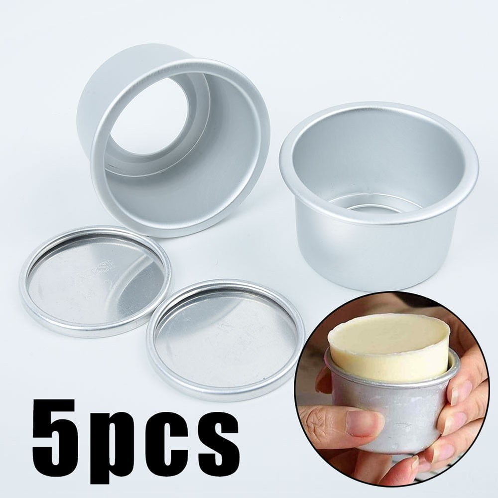 Leke 5pcs Round Mini Cake Pan Removable Bottom Pudding Mould DIY Baking