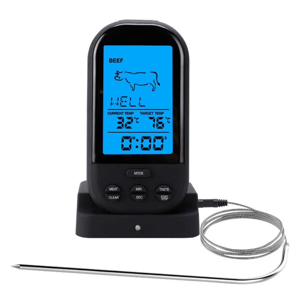 Leke BBQ Digital Grill Meat Roast Thermometer Timer LED Wireless remote