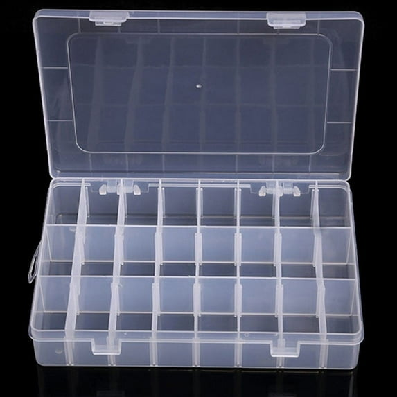 Leke Plastic Organizer Container Box 24 Compartments Jewelry Storage Box with Adjustable Dividers (1 Pcs)