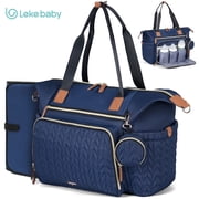 Lekebaby Diaper Bag Tote, Travel Diaper Bags with Changing Pad & 16 Pockets, Hospital Bag for Labor Delivery Baby Bag for Mom, Blue