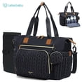 thumbnail image 1 of Lekebaby Tote Diaper Bag, Large Capacity Diaper Bags with Changing Pad & 16 Pockets, Waterproof Baby Bag for Hospital, Travel, Black, 1 of 8