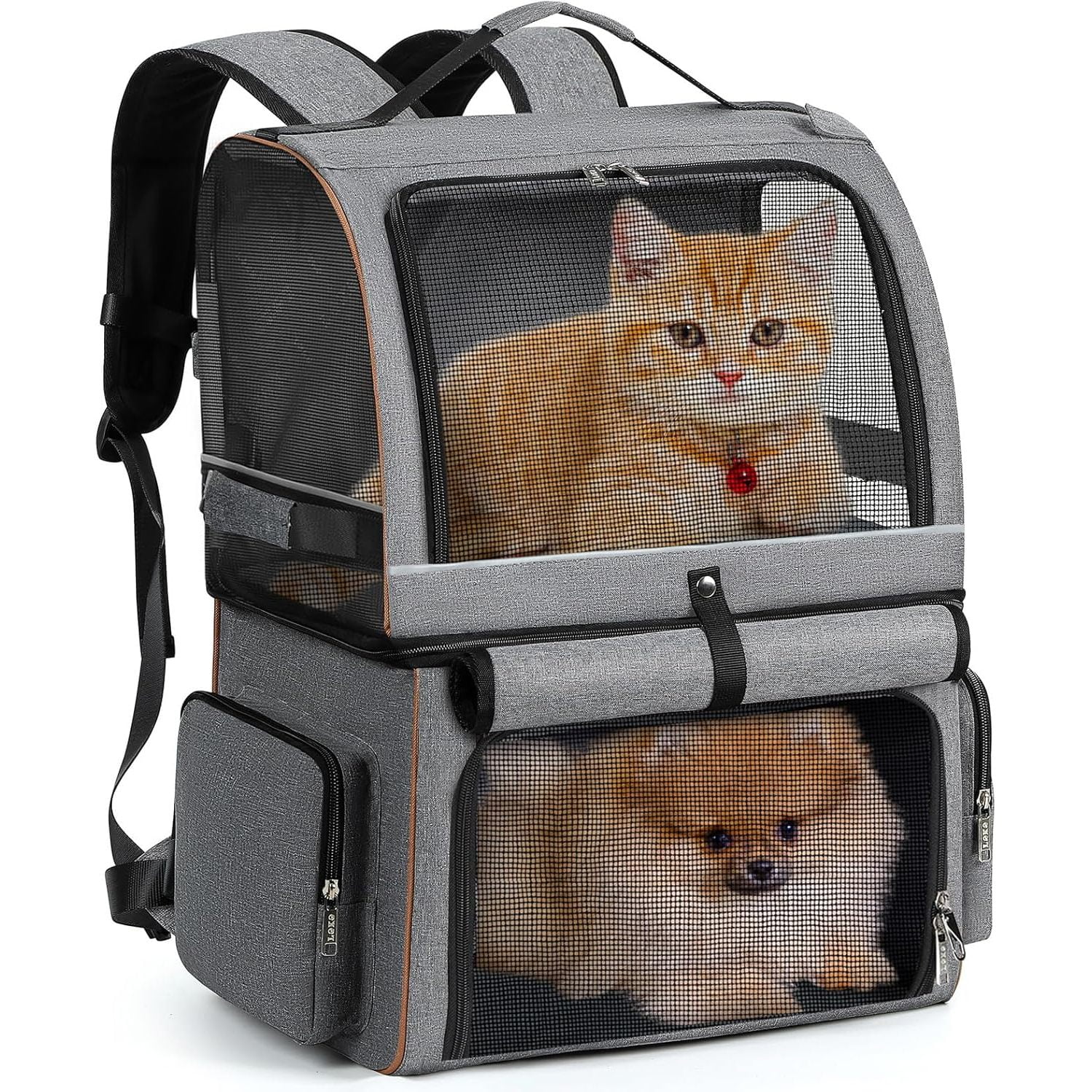 Photo inspiration: Gallery Detail: Lekebobor Double Cat Backpack Carrier For 2 Cats Double Compartment