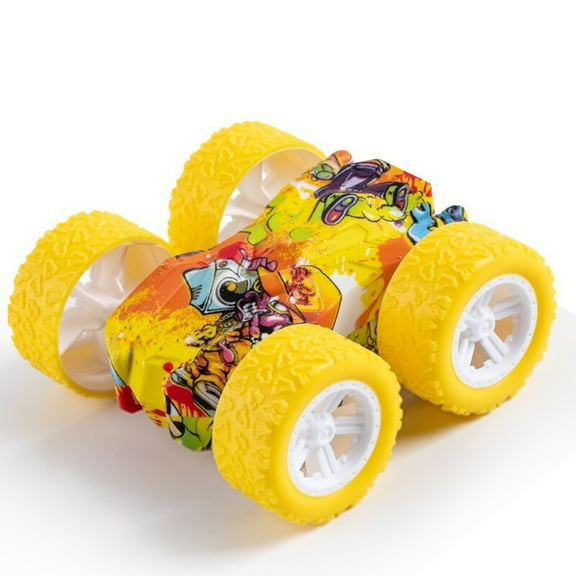 Lekihaqq 1 Packs Double-Sided Friction Powered Flip Stunt Car, Inertia Action Toy Vehicle, No Batteries Required, Durable ABS Plastic, Push and Go Thrill Racer