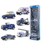 Lekihaqq 1 Packs Emergency Vehicle Toy Set, Metal Die-Cast Cars Collector Pack, Realistic Detailing with Working Wheels, Police Fire Rescue Adventure Play