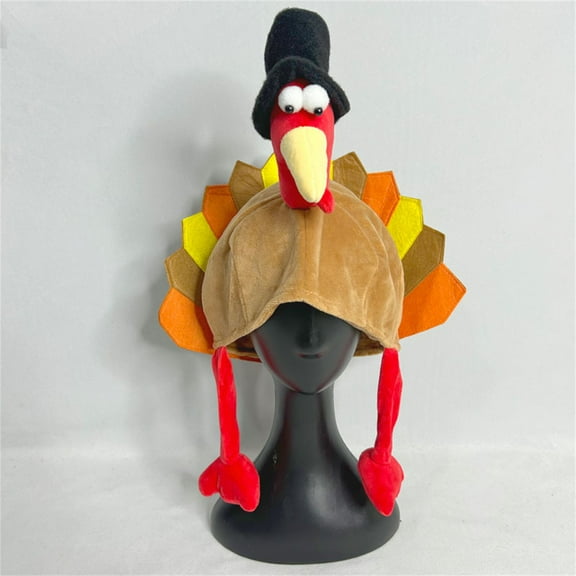 Lekihaqq 1 Packs Funny Turkey Hat for Adults - Soft Stretchy Fabric Thanksgiving Party Headwear Holiday Celebration Costume Accessory