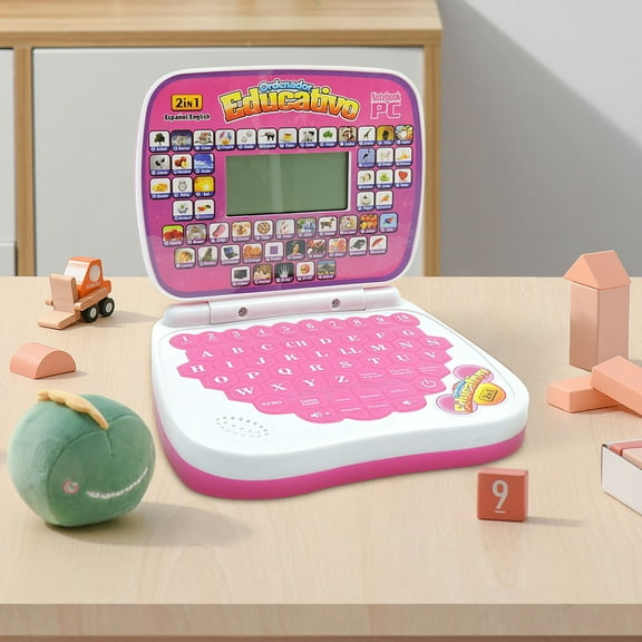 Lekihaqq 1 Packs Interactive Learning Laptop for , Educational Computer Toy with English & Spanish, ABCs, 123s, Music, Math Games, STEM Learning Tablet for Ages 3-6, Portable Early hood Development