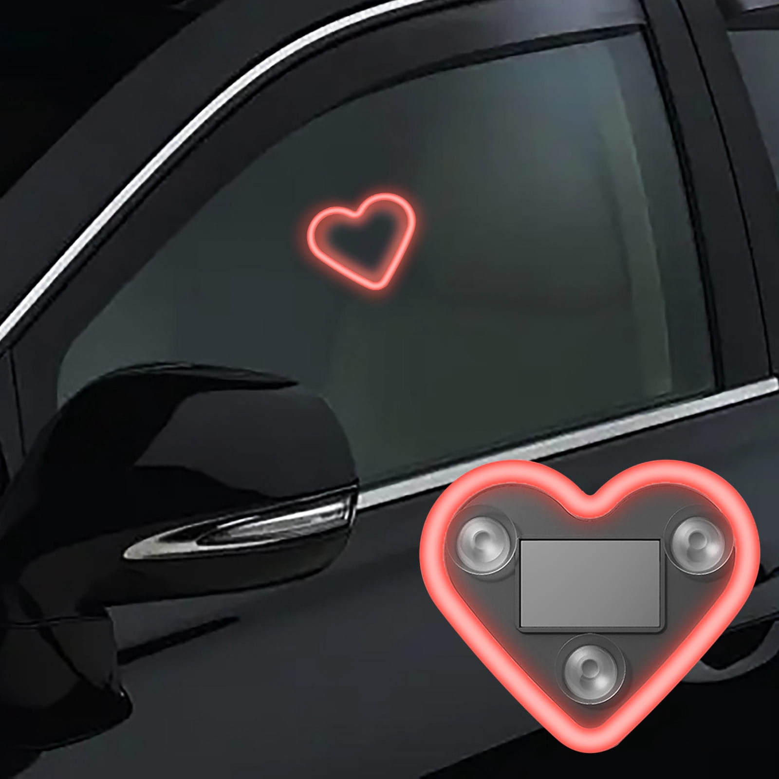Lekihaqq 1 Packs Solar Car Window Lights, Heart Shaped Neon Interior ...