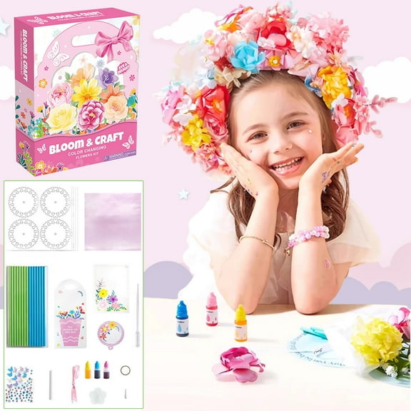 Lekihaqq 2 Packs Paper Flower Science Kit Educational STEM Craft Activity for Creative Learning Project Color Changing Experiment Fun Discovery Set