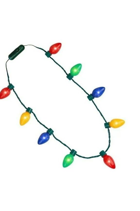 3 Pcs Festive LED Light Up Necklace - 9 Color Changing Bulbs for Christmas Parties, Holiday Events, Concerts & Night Out - Battery Operated Wearable Lights - Fun Glow Accessories for Adults