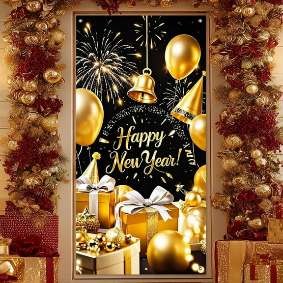 Lekihaqq Christmas Door Cover Polyester Fabric Decorative Banner Hanging Cloth Party Backdrop Holiday Celebration Home Decor Festive Atmosphere