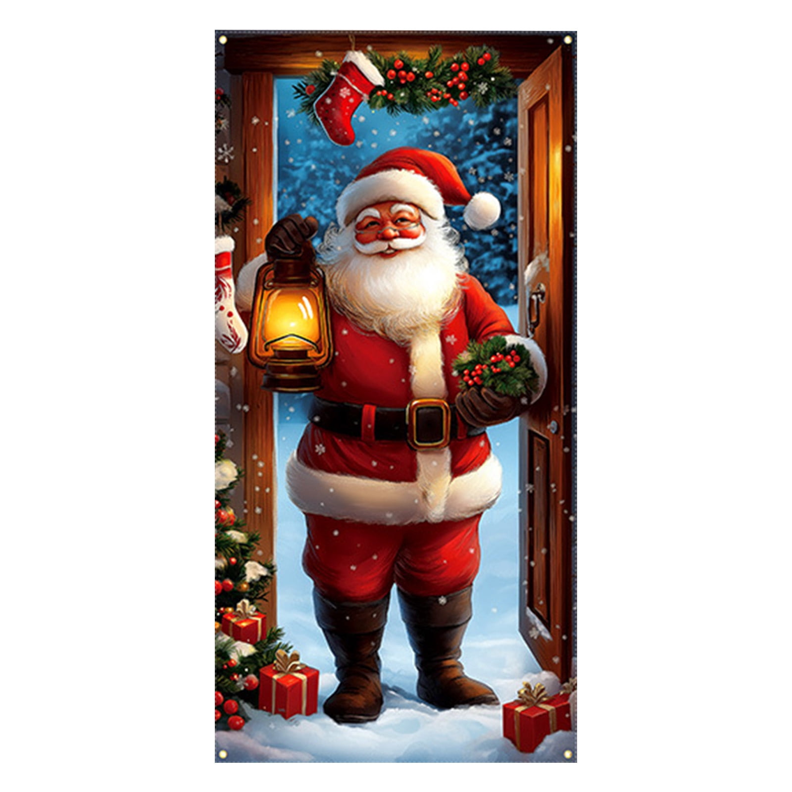 Lekihaqq Christmas Door Curtain Holiday Decorations Santa Claus Fabric ...