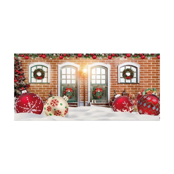 Lekihaqq Christmas Garage Door Decorations Banner - Large Outdoor Holiday Backdrop for Indoor Party Wall Decor, Durable Polyester Hanging Background with Festive Designs for House Lawn Celebration