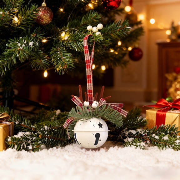 Lekihaqq Christmas Tree Topper Bow Reindeer Antlers Bells Ornament Heavy Duty Metal Rustic Farmhouse Holiday Decorations for Home Xmas Party