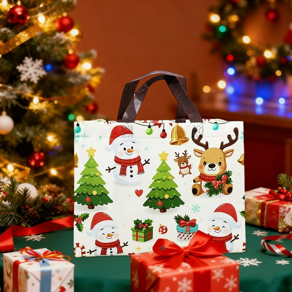 Lekihaqq Heavy Duty Non-woven Reusable Christmas Gift Bag with Handles for Holiday Presents Party Favors Decoration Storage