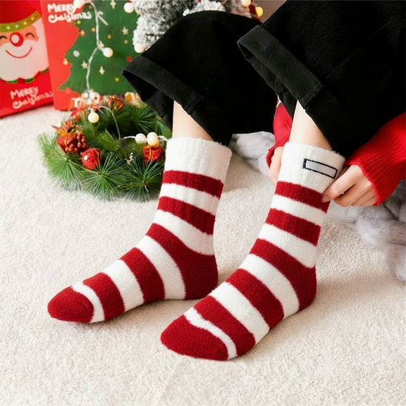 Lekihaqq Plush Fluffy Winter Socks for Women - Cozy Fleece Thermal Sleeping Socks, Warm Fuzzy House Slipper Socks with Non-Slip Grip, Thick Padded Indoor Outdoor Floor Boot Socks