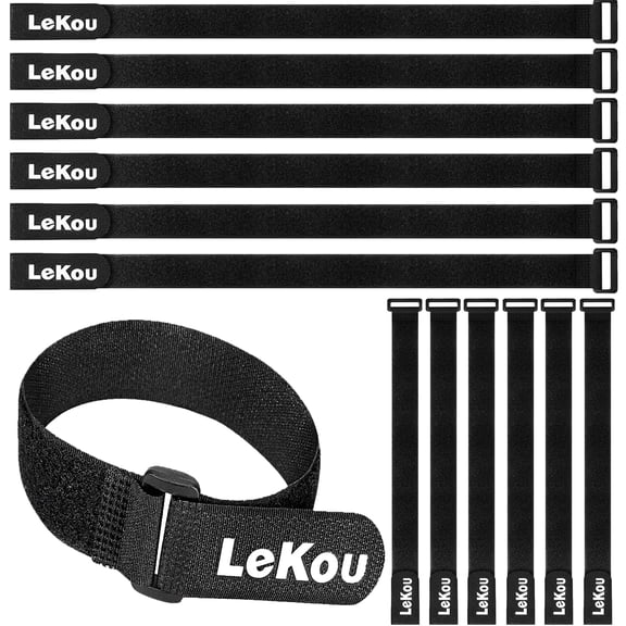 Lekou 12pack x 18" Adjustable Cord Organizer Reusable Cable Ties Loop