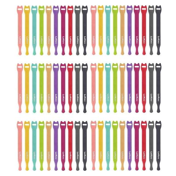 Lekou Cable Ties 4 Inch, 60 Pcs Reusable Zip Ties Cord Organizer with Wire Management