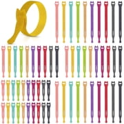 Lekou 60 Pack Nylon Mixed Size Hook and Loop Cable Ties, Reusable Cable Ties for Summer Home Office Outdoor Organizin