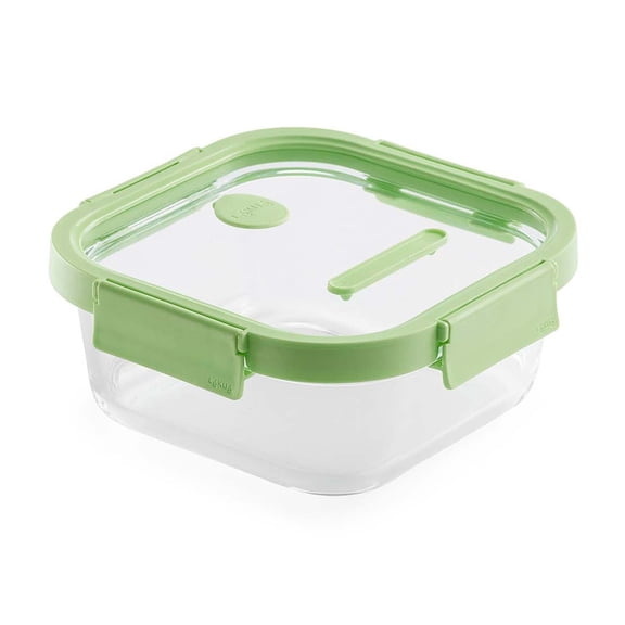 Lekue 100% Airtight Square Glass Food Storage Container, 37 oz