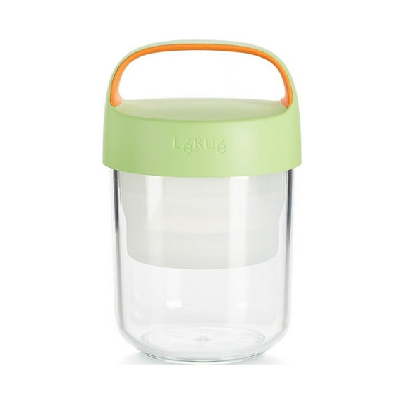 Lekue Jar-To-Go 2 Piece Travel Jar Container Set, 14 Ounce, Citrus Fruit