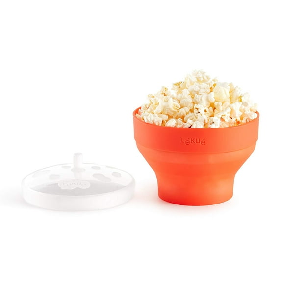 Lekue Mini Microwave Popcorn Maker, 5 x 3.5in, Red