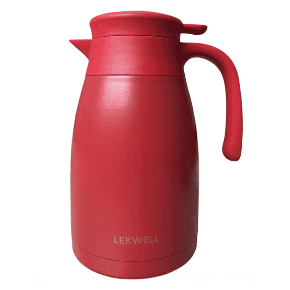 Lekwell 1.5L Thermal Coffee Carafe, 51 oz, Vacuum Insulated, Screw-Top Leak-Resistant Lid, Wide Mouth, Red