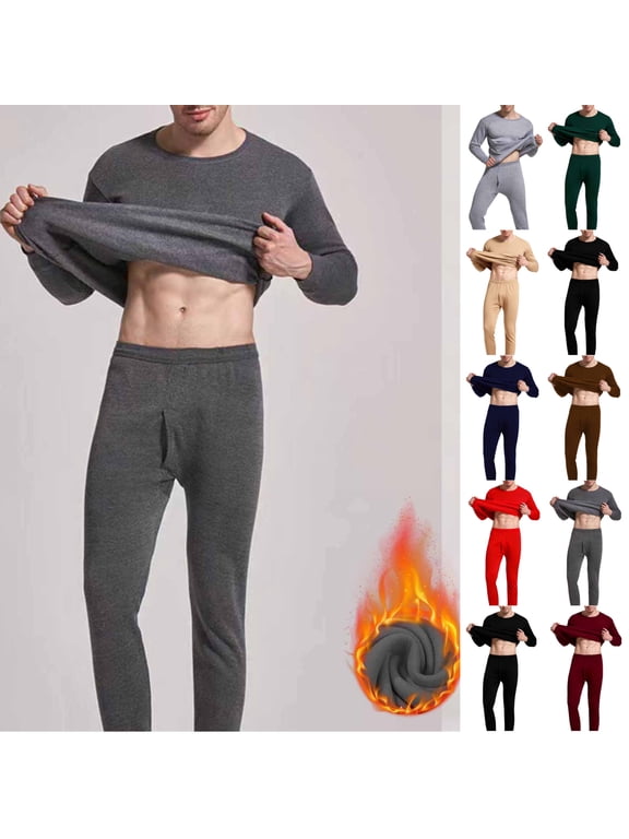 Thermal Underwear for Men Fleece Lined Long Johns Long Sleeve Thermal Shirt and Stretch Leggings Warm Base Layer Cold Winter Gear Dark Gray XL