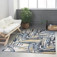 thumbnail image 1 of Lela Collection Blue, Grey, and Ivory Tropical Leaf Polyester Rug 5'2" x 7'5", 1 of 5
