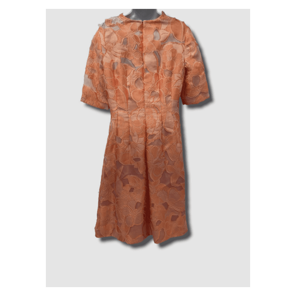 Lela Rose Raised Floral Embroidered Elbow Sleeve Dress, Peach Blush, Sz 10  - Walmart.com