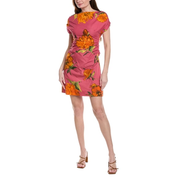 Lela Rose womens  Cap Sleeve Shirred A-Line Dress, 10, Red