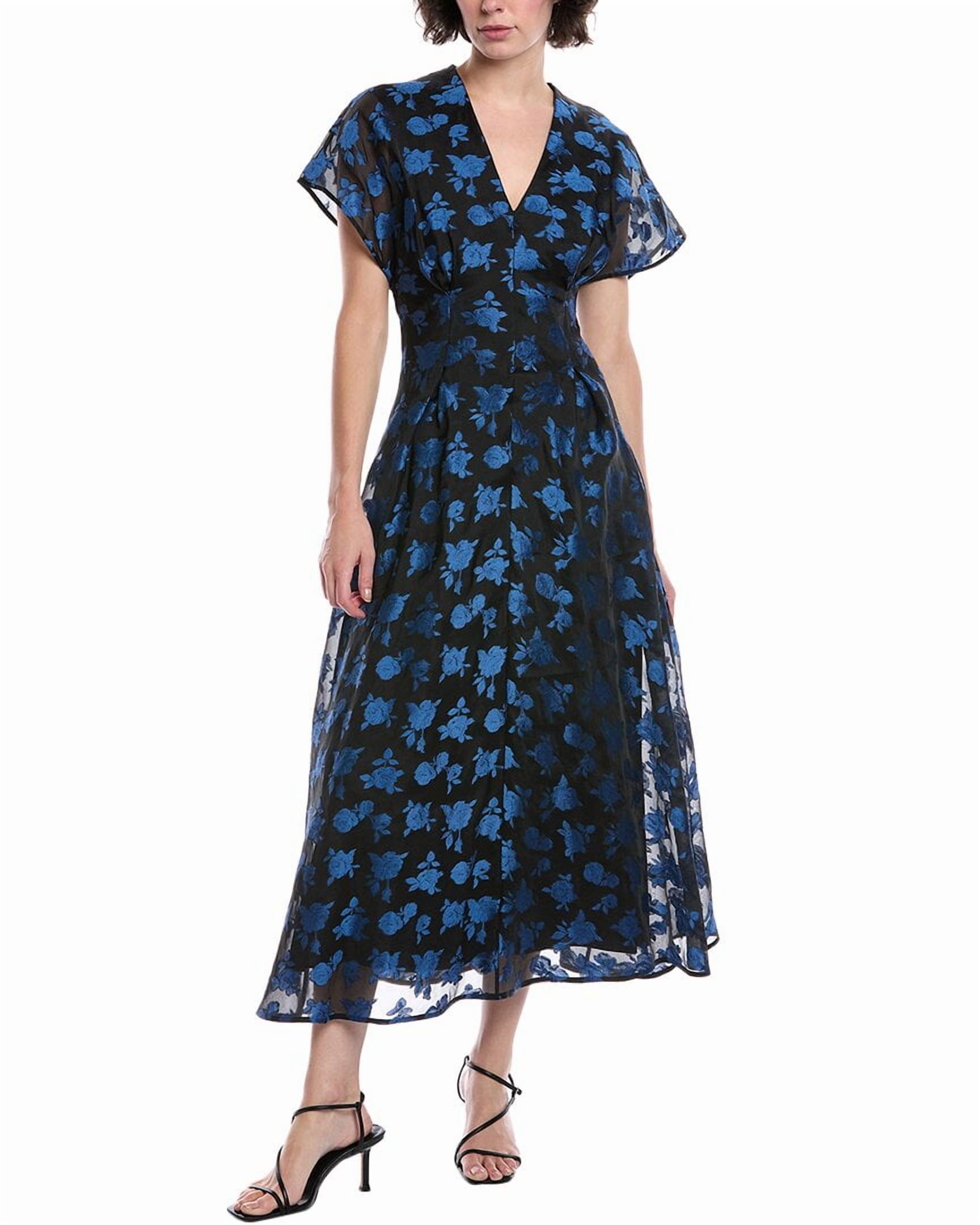 Lela Rose womens Floral Jacquard Silk-Blend Midi Dress, 4, Blue -  Walmart.com
