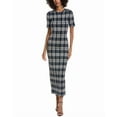 thumbnail image 1 of Lela Rose womens  Jacquard Plaid Midi Dress, XL, Blue, 1 of 3