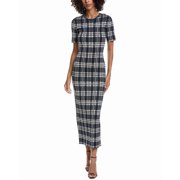 Lela Rose womens Jacquard Plaid Midi Dress, XXS, Blue