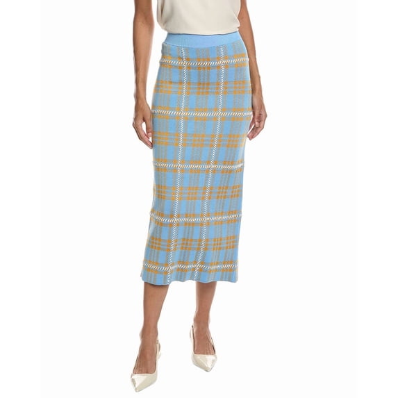 Lela Rose womens Jacquard Plaid Skirt, XL, Blue