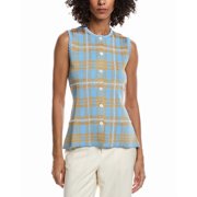Lela Rose womens Jacquard Plaid Top, xs, Blue