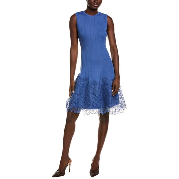 Lela Rose womens  Knit Mini Dress, l, Blue