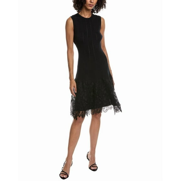 Lela Rose womens  Lace Hem A-Line Dress, s, Black