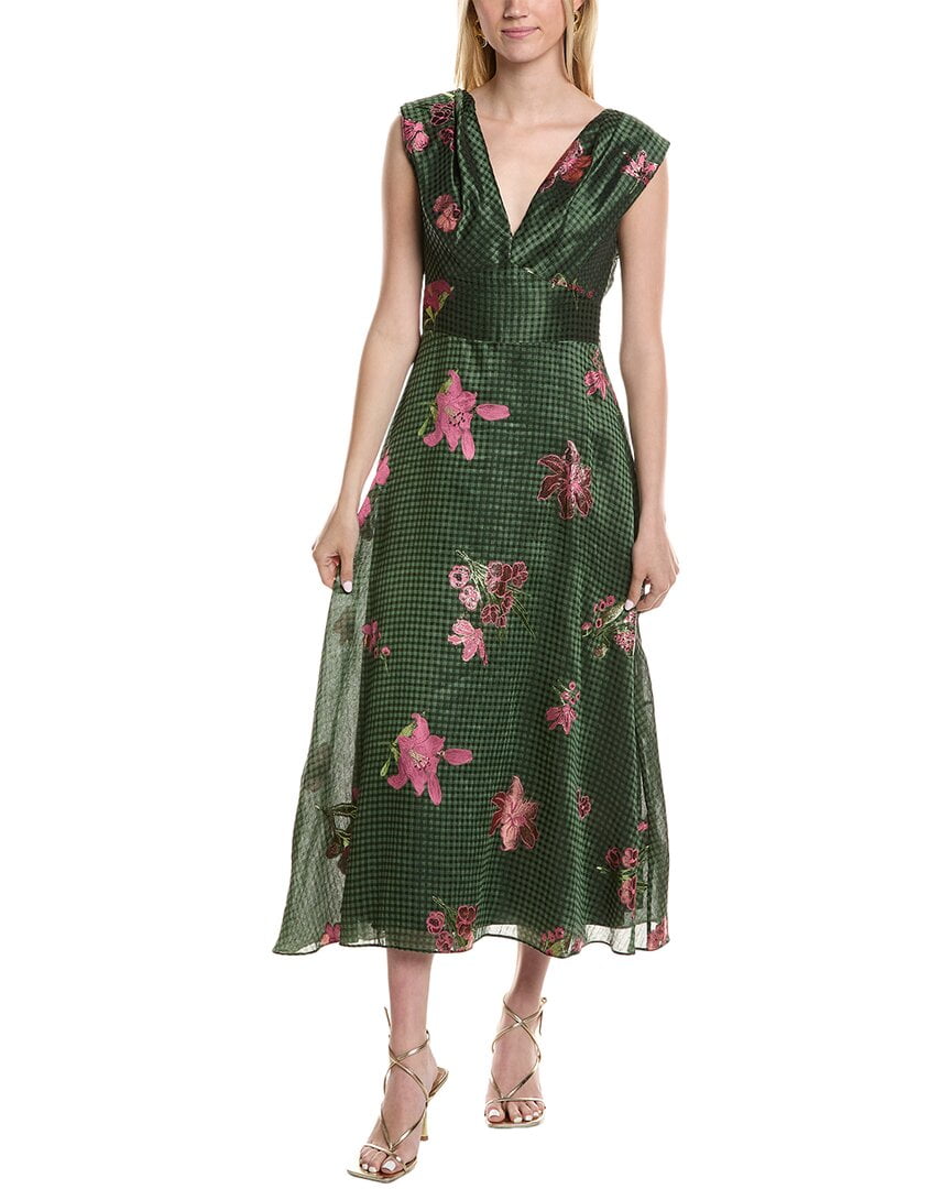 Lela Rose Linen & Silk-Blend Off-The-Shoulder Dress, Green / 0 Lela Rose Linen & Silk-Blend Off-The-Shoulder Dress, Green / 0