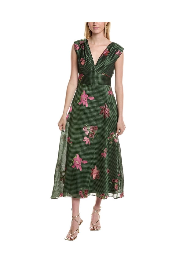 womens Linen & Silk-Blend Off-The-Shoulder Dress, 0, Green