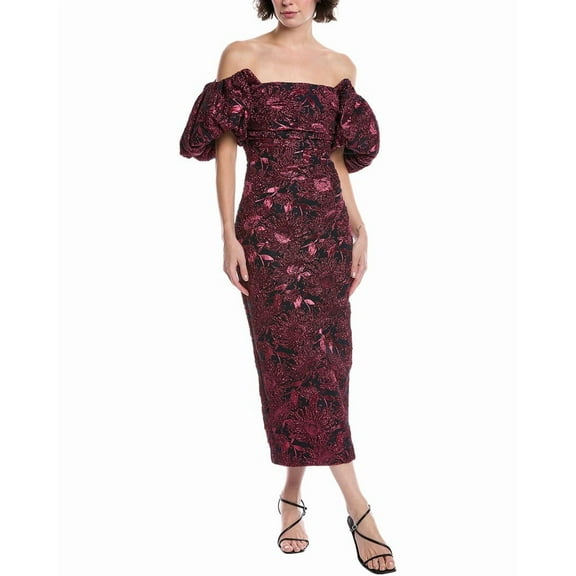 Lela Rose womens  Metallic Jacquard Cocktail Dress, 2, Pink