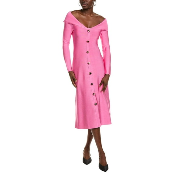 Lela Rose womens Off-The-Shoulder Midi Dress, xs, Pink